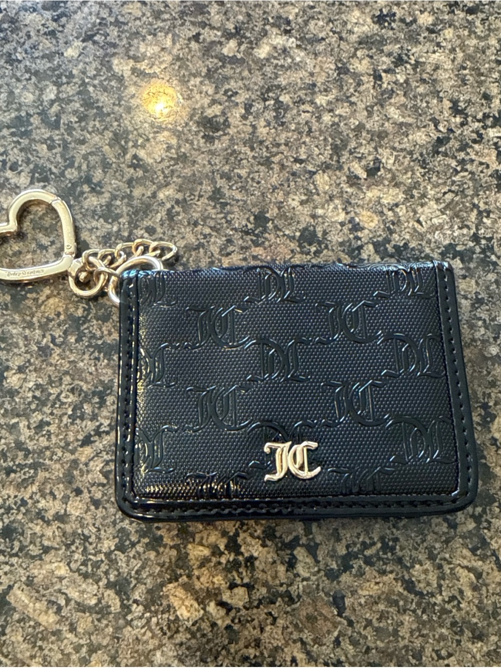 Juicy Couture Logo Black Cardholder heart  Keychain card holder